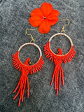 Hand-Beaded Seed Bead Cardinal Earrings