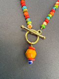 D145 - Multicolor Gemstone Charm Necklace with Front Toggle