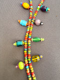 D145 - Multicolor Gemstone Charm Necklace with Front Toggle