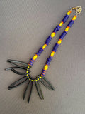 D142 - Ghana Disc Bead & Coconut Shell Spike Necklace