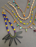 D142 - Ghana Disc Bead & Coconut Shell Spike Necklace