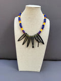 D142 - Ghana Disc Bead & Coconut Shell Spike Necklace