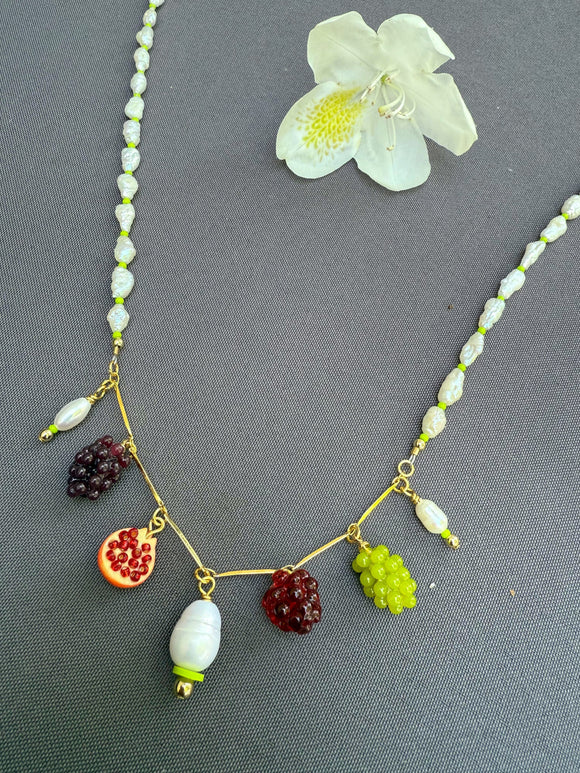 D141 - Fruit Charm Pearl Necklace