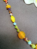 D146 - Yellow Assorted Glass Millefiori Bead Choker Necklace