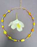 D146 - Yellow Assorted Glass Millefiori Bead Choker Necklace