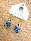 D118 - Chevron Krobo Bead Mini Dangle Earrings