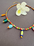 D144 - Multicolor Gemstone Beaded Charm Necklace