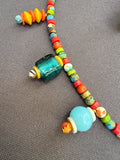 D144 - Multicolor Gemstone Beaded Charm Necklace
