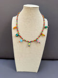D144 - Multicolor Gemstone Beaded Charm Necklace
