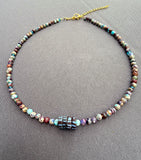 D122 - Galaxy Sea Sediment Jasper & Awalleh Krobo Bead Necklace