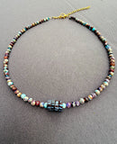 D122 - Galaxy Sea Sediment Jasper & Awalleh Krobo Bead Necklace