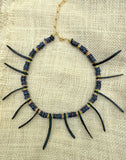 D125 - Coconut Shell Spike Necklace with Striped Awalleh Beads