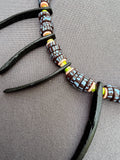 D125 - Coconut Shell Spike Necklace with Striped Awalleh Beads