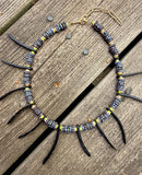 D125 - Coconut Shell Spike Necklace with Striped Awalleh Beads