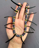 D125 - Coconut Shell Spike Necklace with Striped Awalleh Beads