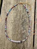 D123 - Galaxy Sea Sediment & Striped Vinyl Bead Necklace