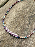 D123 - Galaxy Sea Sediment & Striped Vinyl Bead Necklace