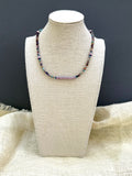 D123 - Galaxy Sea Sediment & Striped Vinyl Bead Necklace