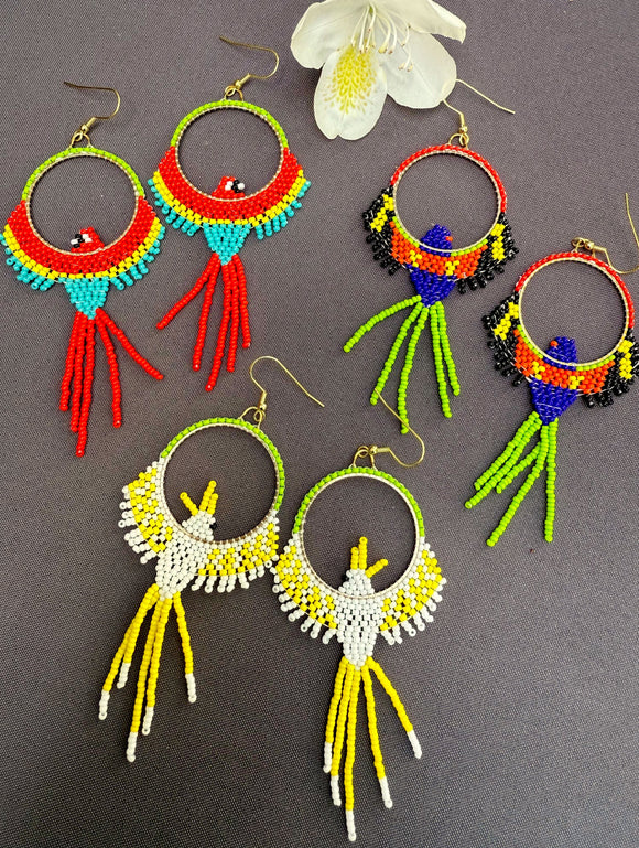 Tropical Bird Earrings - Rainbow Lorikeet, Scarlet Macaw, Cockatoo