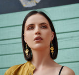 The Urbana Earring - Turquoise Brass Moon Phase Earrings