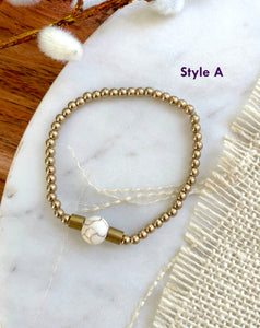 Stackable Amethyst and Moonstone Stretch Bracelets