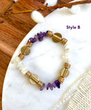 Stackable Amethyst and Moonstone Stretch Bracelets