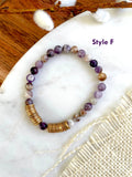 Stackable Amethyst and Moonstone Stretch Bracelets