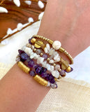 Stackable Amethyst and Moonstone Stretch Bracelets
