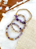 Stackable Amethyst and Moonstone Stretch Bracelets