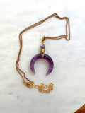 The Asha Necklace - Amethyst Crescent Moon Necklace
