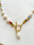 The Daina Necklace - Colorful Freshwater Pearl Front Clasp Necklace