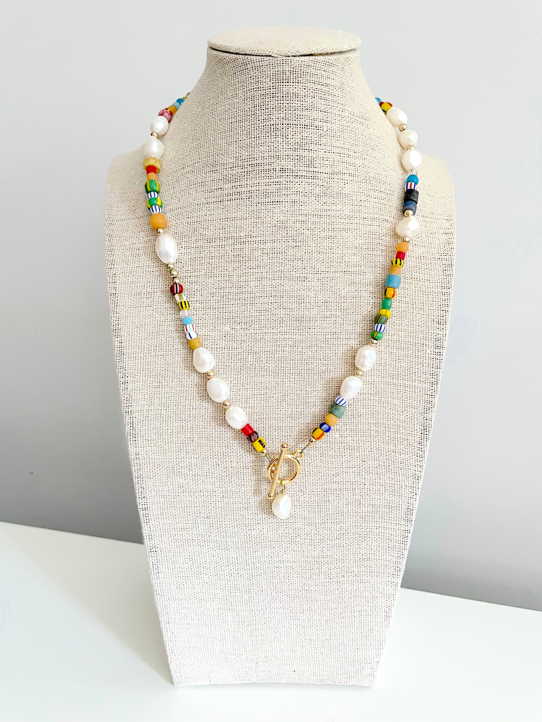 The Daina Necklace - Colorful Freshwater Pearl Front Clasp