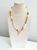 The Daina Necklace - Colorful Freshwater Pearl Front Clasp Necklace