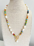 The Daina Necklace - Colorful Freshwater Pearl Front Clasp Necklace