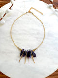 The Draha Necklace - Amethyst Spike Beaded Collar Necklace