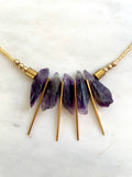 The Draha Necklace - Amethyst Spike Beaded Collar Necklace