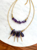 The Draha Necklace - Amethyst Spike Beaded Collar Necklace