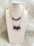 The Draha Necklace - Amethyst Spike Beaded Collar Necklace