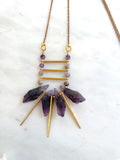 The Ellaria Necklace - Amethyst Spike Beaded Long Ladder Necklace