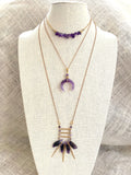 The Asha Necklace - Amethyst Crescent Moon Necklace