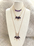 The Draha Necklace - Amethyst Spike Beaded Collar Necklace