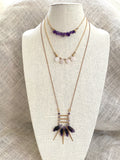 The Ellaria Necklace - Amethyst Spike Beaded Long Ladder Necklace