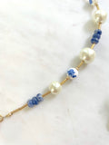 The Georgia Necklace - Blue Sodalite & Pearl Front Clasp Necklace