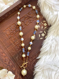 The Georgia Necklace - Blue Sodalite & Pearl Front Clasp Necklace