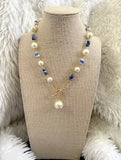 The Georgia Necklace - Blue Sodalite & Pearl Front Clasp Necklace