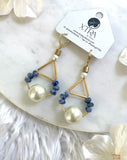 The Gretchen Earring - Large Blue Sodalite Pearl Statement Teardrop Earrings