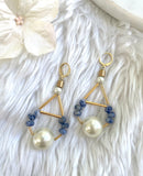 The Gretchen Earring - Large Blue Sodalite Pearl Statement Teardrop Earrings