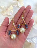 The Gretchen Earring - Large Blue Sodalite Pearl Statement Teardrop Earrings