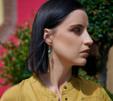The Gwen Earring - Long Turquoise Chain Dangle Earrings