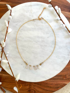 The Olenna Necklace - White Quartz Briolette Beaded Necklace